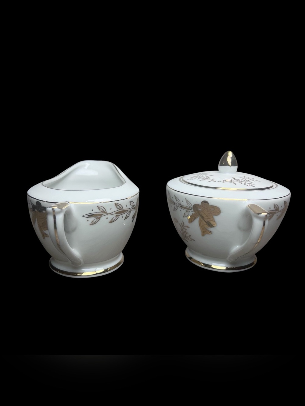 Lefton China VTG 50th Wedding Anniversary Creamer & Lid Sugar Bowl Set 274N Gold - Picture 3 of 9